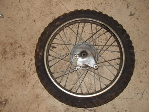 1965 Suzuki K15 K11 P HillBilly 80cc - Rear Wheel with Rim, Brake Plate, Tire